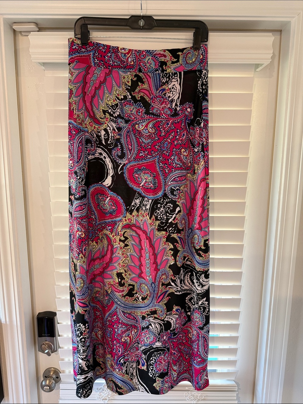 Bobbie Brooks Pink Paisley Maxi Skirt with Black Base